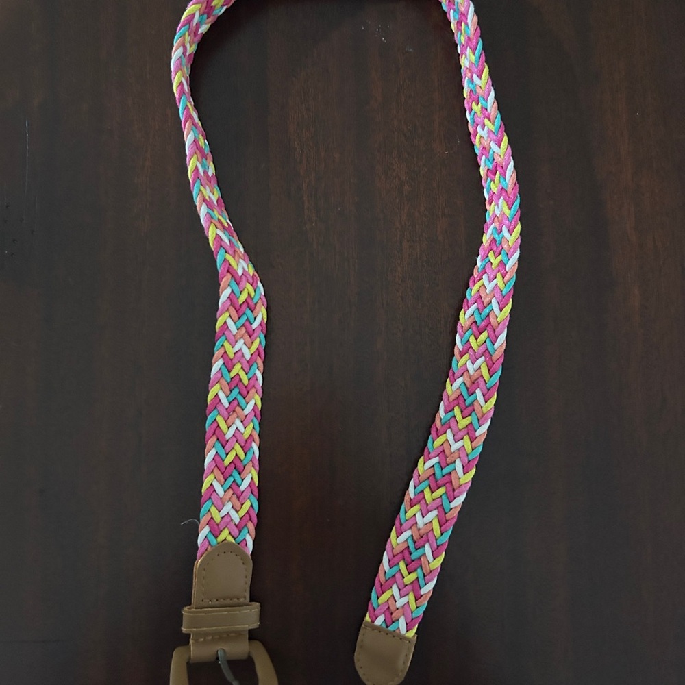 Colorful Woven Belt with Leather Accents